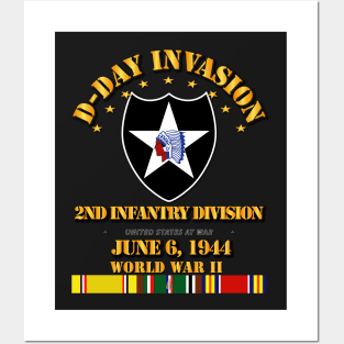 2nd Infantry Div - D Day w Svc Ribbons Posters and Art